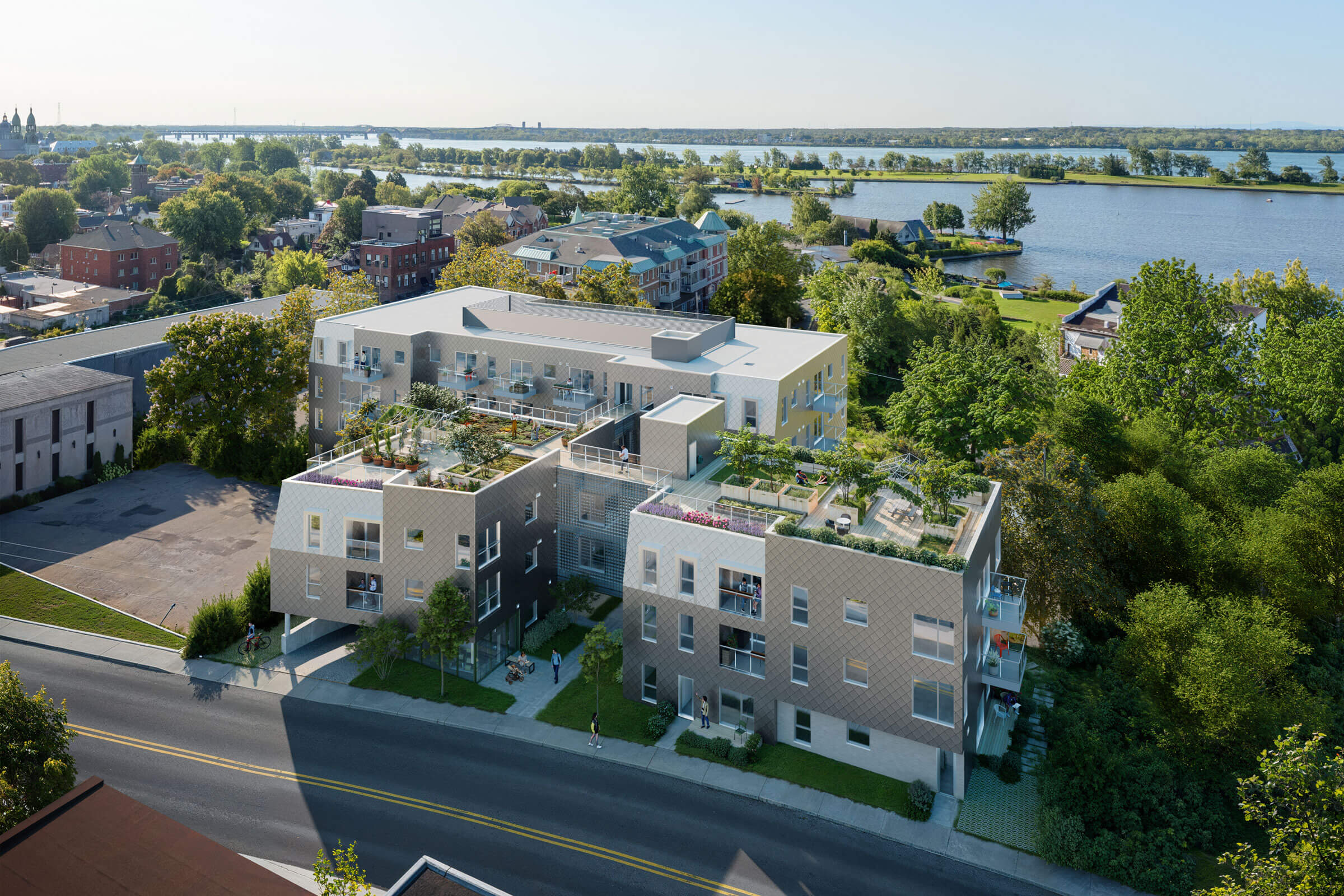 Rendu 3D du cohabitat Un Village à Lachine